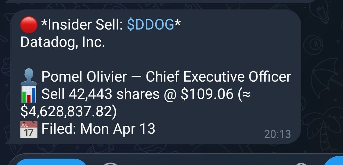 Real InsiderAlerts Telegram alert example